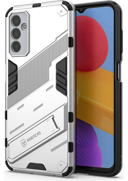 Samsung Galaxy M13 Için 4g Kickstand Koruyucu Telefon Kılıfı Bırak-Kötü Pc Sabit Pc Yumuşak Tpu Hibrid Kapak-Beyaz (Yurt Dışından)