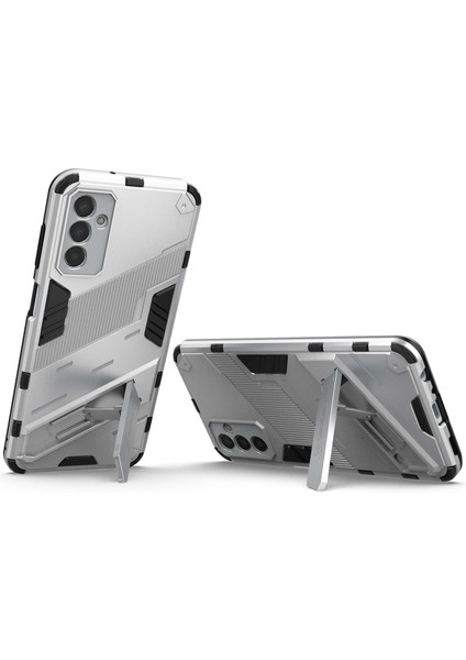 Samsung Galaxy M13 Için 4g Kickstand Koruyucu Telefon Kılıfı Bırak-Kötü Pc Sabit Pc Yumuşak Tpu Hibrid Kapak-Beyaz (Yurt Dışından)
