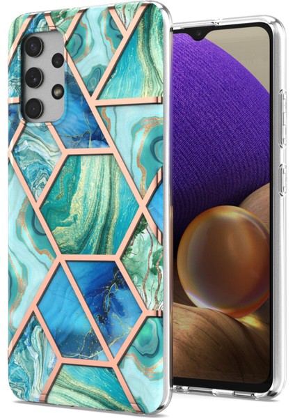 [kablosuz Şarj Destek] Mermer Desen Baskı Imd Elektrokaplatma Samsung Galaxy A32 4g (Ab Versiyonu) Için Yumuşak Tpu Telefon Kılıfı (Yurt Dışından)