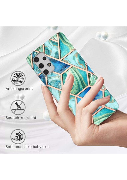 [kablosuz Şarj Destek] Mermer Desen Baskı Imd Elektrokaplatma Samsung Galaxy A32 4g (Ab Versiyonu) Için Yumuşak Tpu Telefon Kılıfı (Yurt Dışından)