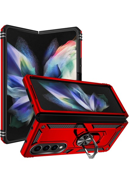 Samsung Galaxy Z Fold4 Için 5g Tpu+Pc Şok Geçirmez Telefon Kasa Çanta Tutucu Kickstand Koruyucu Kapak Araç Montajı Metal Kedisi (Yurt Dışından)