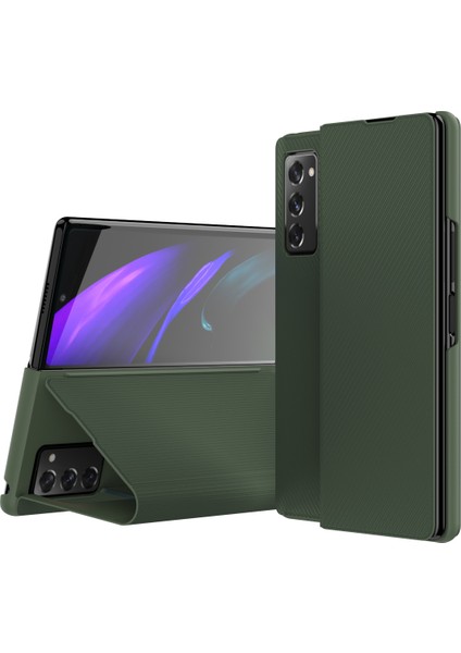 Samsung Galaxy Z Fold2 5g-Green Için Kevlar Karbon Fiber Doku ile Pu Deri Kaplamalı Pc Kılıfı (Yurt Dışından)