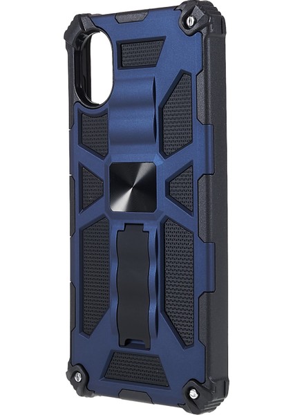 Samsung Galaxy A03 Core Pc ve Tpu Combo Zırh Cep Telefonu Kılıfı Giyim Giyim Dirençli Damla Damgalı Kickstand Hibrid Kabuk Mavisi (Yurt Dışından)