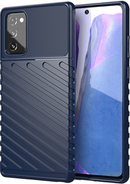 Thunder Serisi Twill Texture Tpu Cep Telefonu Samsung Galaxy NOTE20 4g/5g-Blue Için (Yurt Dışından)