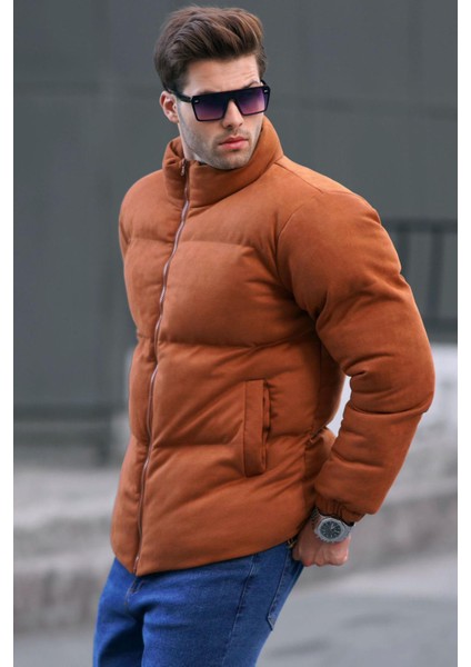Kahverengi Nubuk Erkek Şişme Mont 6802