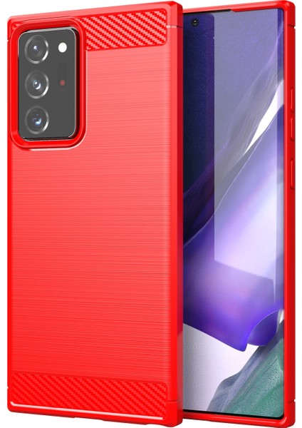 1.8mm Karbon Fiber Ince Damla Geçirmez Fırçalanmış Doku Samsung Galaxy Için Not 20 Ultra/not 20 Ultra 5g-Red Için (Yurt Dışından)