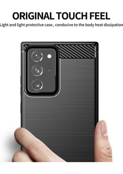 1.8mm Karbon Fiber Ince Damla Geçirmez Fırçalanmış Doku Samsung Galaxy Için Not 20 Ultra/not 20 Ultra 5g-Red Için (Yurt Dışından)