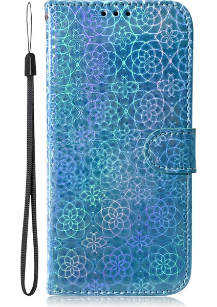 Samsung Galaxy A12-BLUE Için Çiçek Deseni Deri Stand Cüzdan Kapak Kılıfı (Yurt Dışından)