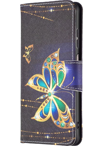 Samsung Galaxy A13 4G/A13 5G/A04 4g (164.4 x 76.3 x 9.1 Mm) Stand Cüzdan Desen Baskı Kapağı Pu Deri Manyetik Flip Koruyucu Telefon Kılıfı Kelebek (Yurt Dışından)