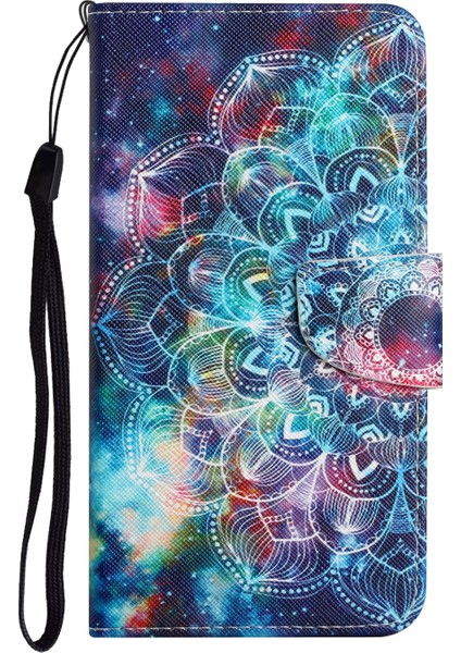 Desen Baskı Çapraz Doku Deri Kılıf Stand Samsung Galaxy S22 Ultra 5g-Mandala Çiçeği Için Damla Dayanıklı Telefon Kapak Kabuğu (Yurt Dışından)