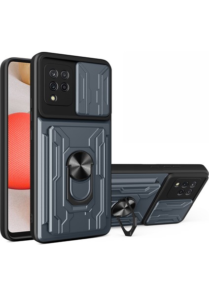 Samsung Galaxy A42 5g-Grey Için Araba Montajı ile Kart Tutucu Pc+Tpu Etkiye Dayanıklı Slayt Lens Koruma Kılıfı (Yurt Dışından)