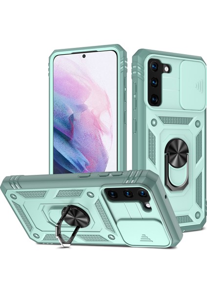 Samsung Galaxy S21 5g/4g-Green Için Kamera Kaydırıcısı ile Kickstand 3-1 Arada Tpu Koruma Kapağı Şok Geçirmez Pc Kabuğu (Yurt Dışından)
