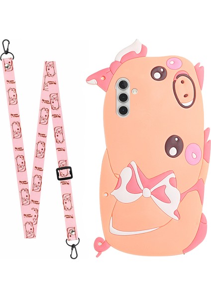Samsung Galaxy A13 Için 5g Dış Karikatür Silikon Katman Anti-Slatch Anti-Scratch Iç Tpu Telefon Kılıfı Omuz Kradard-Pig ile (Yurt Dışından)