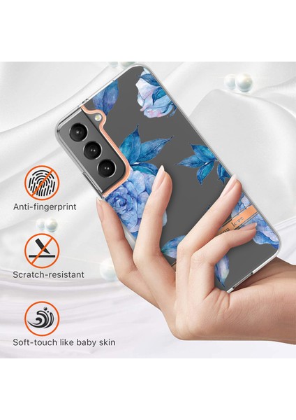 Elektrokaplatma Imd Iml Tpu Kasa Şeffaf Temel Çiçek Desenleri Samsung Galaxy S22 5G-HC003 Mavi Yapma (Yurt Dışından) fiyatları