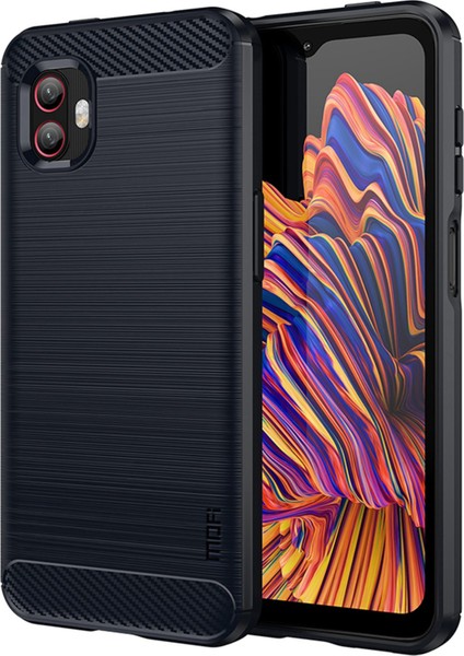 Samsung Galaxy Xcover6 Pro 5g/xcover Pro 2 5g Fırçalanmış Yüzey Karbon Fiber Telefon Kılıfı Esnek Tpu Karşıtı Karşıtı Parçalanma Önleme Koruyucusu Koruyucu Mavi (Yurt Dışından)