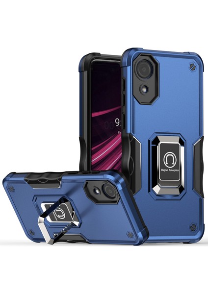 Samsung Galaxy A03 Çekirdek Şok Geçirmez Yüzük Kickstand Hibrid Hard Pc+Yumuşak Tpu Cep Telefonu Vaka-Mavi (Yurt Dışından)