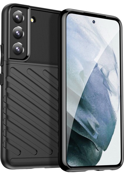 Thunder Serisi Twill Tasarım Samsung Galaxy S22+5G-BLACK Için Geri Çekmeye Dayanıklı Dayanıklı Esnek Tpu Telefon Kapak Kabuğu (Yurt Dışından)