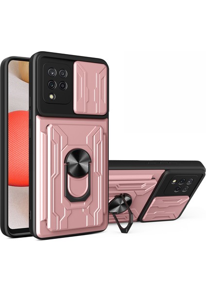 Samsung Galaxy A42 5g-Rose Altın Için Araba Montajı ile Kart Tutucu Pc+Tpu Etkiye Dayanıklı Slayt Lens Koruma Kılıfı (Yurt Dışından)