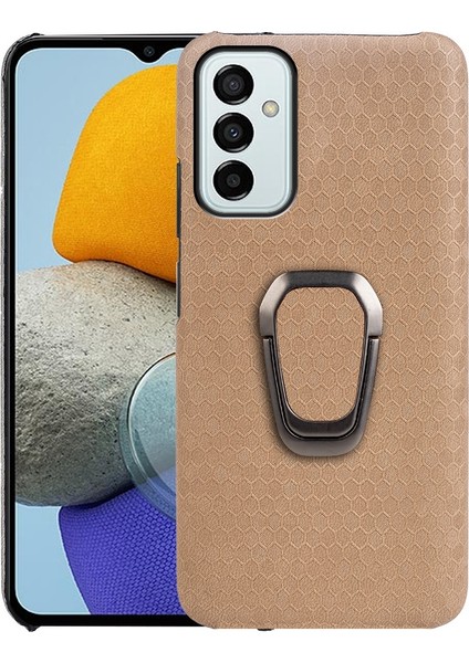 Samsung Galaxy M23 Için 5G/F23 5g Petek Dokusu Şok Geçirmez Pu Deri Kaplama Iç Pc Koruyucu Telefon Kickstand-Sarı ile (Yurt Dışından)
