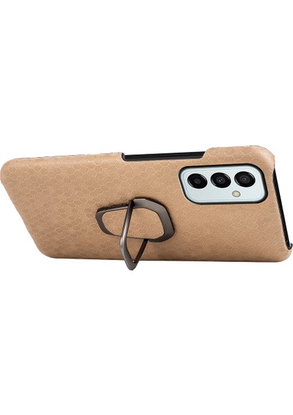 Samsung Galaxy M23 Için 5G/F23 5g Petek Dokusu Şok Geçirmez Pu Deri Kaplama Iç Pc Koruyucu Telefon Kickstand-Sarı ile (Yurt Dışından)