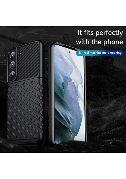Thunder Serisi Twill Tasarım Samsung Galaxy S22+5G-BLACK Için Geri Çekmeye Dayanıklı Dayanıklı Esnek Tpu Telefon Kapak Kabuğu (Yurt Dışından) fiyatları