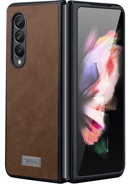 Çılgın At Dokusu Çok Yolda Koruma Pu Deri Kaplama Samsung W22 5g/galaxy Z Fold3 5g-Coffee Için Pc Telefon Kılıfı Kapak (Yurt Dışından)