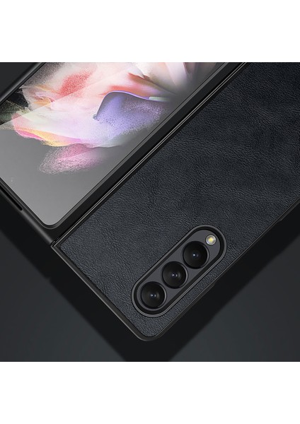 Çılgın At Dokusu Çok Yolda Koruma Pu Deri Kaplama Samsung W22 5g/galaxy Z Fold3 5g-Coffee Için Pc Telefon Kılıfı Kapak (Yurt Dışından)
