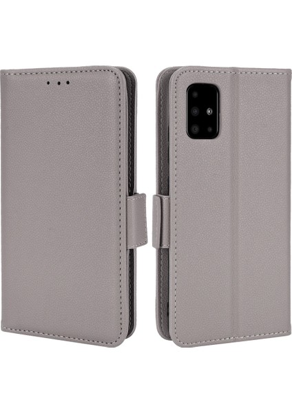 Samsung Galaxy A51 5g SM-A516 Pu Deri Deri Flip Telefon Kılıfı Litchi Doku Cüzdan Stand Şok Geçirmez Koruyucu Kapak Grey (Yurt Dışından)