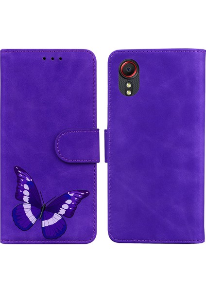 Cilt Touch Pu Deri Şık Büyük Kelebek Baskı Tasarım Telefon Kılıfı Stand Samsung Galaxy Xcover Için Cüzdan Flip Telefon Kapağı (Yurt Dışından)