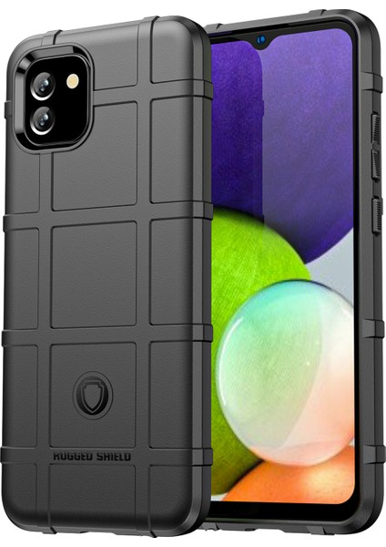 Sağlam Kare Izgara Tasarımı Kalınlaştırılmış Tpu Şok Geçirmez Koruyucu Arka Kapak Samsung Galaxy A03 (164.2 x 75.9 x 9.1mm) -Black (Yurt Dışından)
