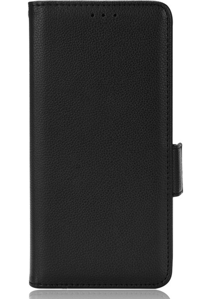 Litchi Doku Folio Flip Cüzdan Kılıfı Şok Geçirmez Pu Deri Koruyucu Kapak Kabuğu Samsung Galaxy S21 Fe 5g-Black (Yurt Dışından)