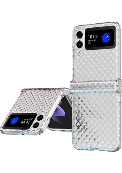 Samsung Galaxy Z Flip3 Için 5g Lazer Etkisi Şeffaf Menteşe Tasarımı Sabit Pc Arka Kapak Katlanır Telefon Kılıfı (Yurt Dışından)
