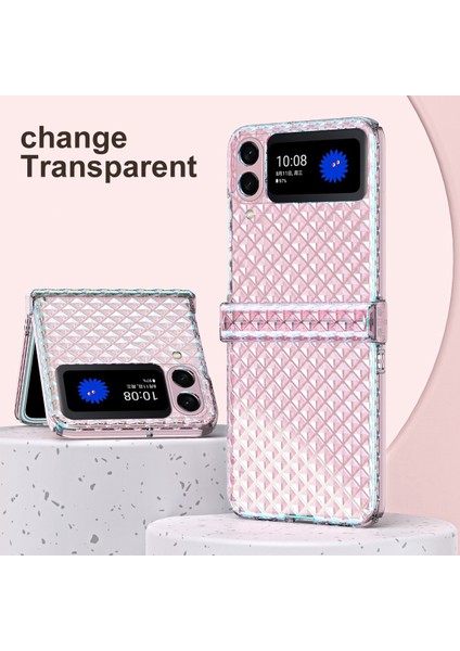 Samsung Galaxy Z Flip3 Için 5g Lazer Etkisi Şeffaf Menteşe Tasarımı Sabit Pc Arka Kapak Katlanır Telefon Kılıfı (Yurt Dışından)