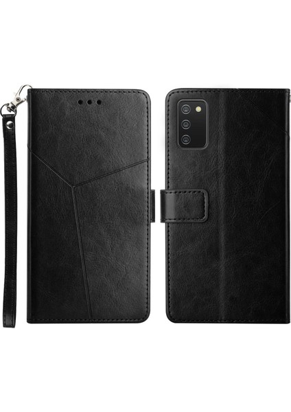 Samsung Galaxy A03S (166.5 x 75.98 x 9.14MM) Için Baskı Y Şeklindeki Çizgi Deri Kasa Standı Cüzdan Telefon Kapağı (Yurt Dışından)