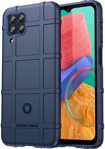 Samsung Galaxy M33 5g (Global Versiyon)/(Hindistan Versiyonu) Sağlam Kare Izgaralı Telefon Kabuğu Çantası Anti-Damla Kalınlaşmış Tpu Koruyucu Kapak-Mavi (Yurt Dışından)