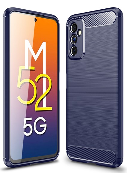 Karbon Fiber Fırçalanmış Doku, Samsung Galaxy M52 5g-Mavi Için Karbon Fiber Fırçalı Doku Karak Yumuşak Tpu Kaymaz Telefon Kapağı (Yurt Dışından)