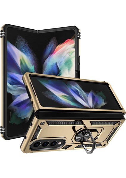 Samsung Galaxy Z Fold4 Için 5g Tpu+Pc Şok Geçirmez Telefon Kasa Çanta Tutucu Kickstand Koruyucu Kapak Araba Montajı Metal Sac-Altın (Yurt Dışından) fiyatları