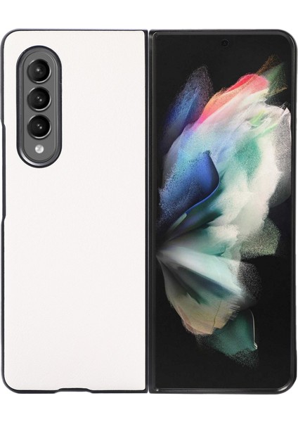 Samsung Galaxy Z Fold3 Için 5g Dokulu Hafif Ince Anti-Çizik Pu Deri Kaplı Pc Telefon Kılıfı Kapak-Beyaz (Yurt Dışından)