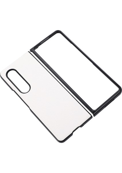 Samsung Galaxy Z Fold3 Için 5g Dokulu Hafif Ince Anti-Çizik Pu Deri Kaplı Pc Telefon Kılıfı Kapak-Beyaz (Yurt Dışından)