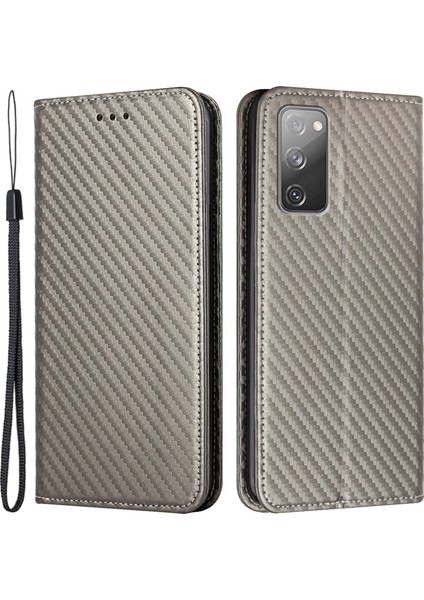 Cüzdan Tasarım Karbon Fiber Doku Stand Samsung Galaxy S20 Fe 2022/S20 Fe 4G/S20 Lite-Gre (Yurt Dışından)