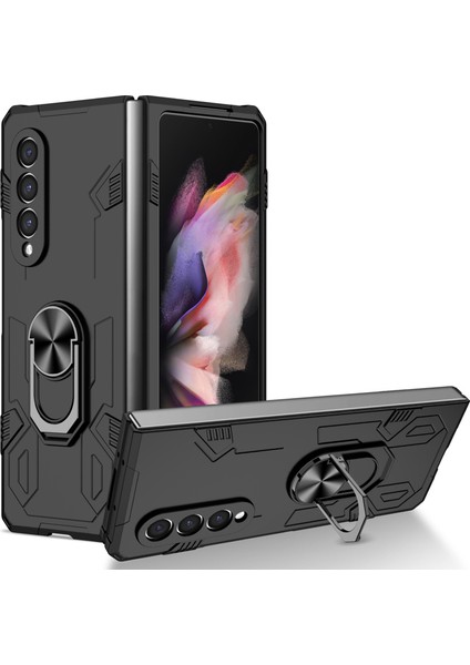 Samsung Galaxy Z Fold3 Için 5g Katlanır Telefon Kılıfı Pc+Tpu Şok Geçirmez Kickstand Fonksiyon Koruyucu Kapak Black (Yurt Dışından)