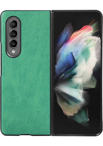 Samsung Galaxy Z Fold3 Için 5g Dokulu Işık Ince Anti-Çizelge Pu Deri Kaplamalı Pc Telefon Kılıfı Kapak Yeşili (Yurt Dışından)