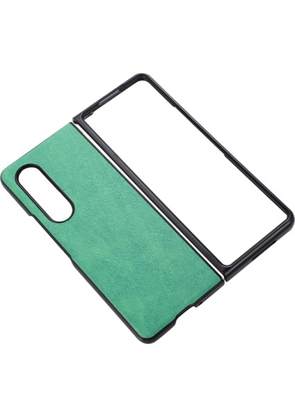 Samsung Galaxy Z Fold3 Için 5g Dokulu Işık Ince Anti-Çizelge Pu Deri Kaplamalı Pc Telefon Kılıfı Kapak Yeşili (Yurt Dışından)
