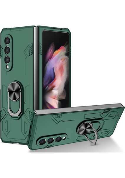 Samsung Galaxy Z Fold3 Için 5g Katlanır Telefon Kılıfı Pc+Tpu Şok Geçirmez Kickstand Fonksiyon Koruyucu Kapak Yeşili (Yurt Dışından)