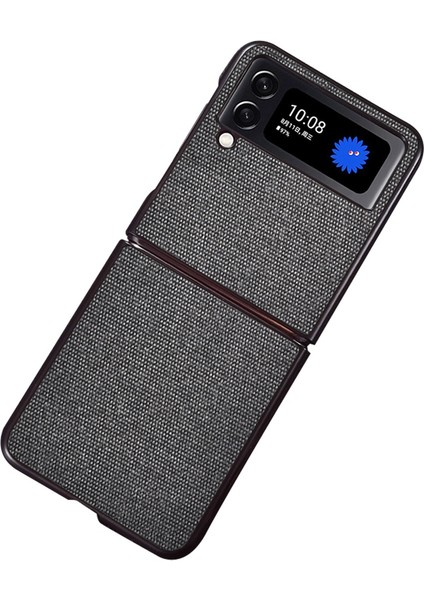Samsung Galaxy Z Flip4 5g Için Telefon Kılıfı, Deniz Kum Dokulu Aşınma Dayanıklı Anti-Fall Deri Kaplamalı Sert Pc Kabuk Black (Yurt Dışından)