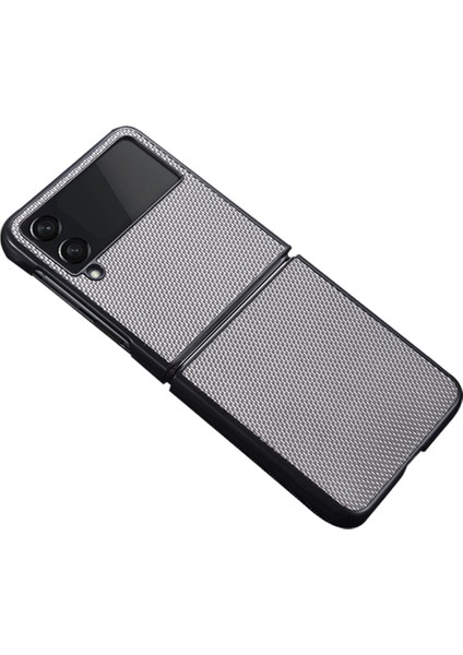 Samsung Galaxy Z Flip4 Için 5g Naylon Doku Anti-Çizelge Pu Deri Kaplamalı Pc Koruyucu Telefon Kılıfı Grey (Yurt Dışından)