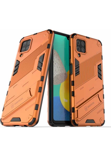 Samsung Galaxy M32 (Global Sürüm) -Orange Için Şok Dayanıklı Pc+Tpu Combo Case Kickstand Tasarım Koruyucu Telefon Kılıfı (Yurt Dışından)