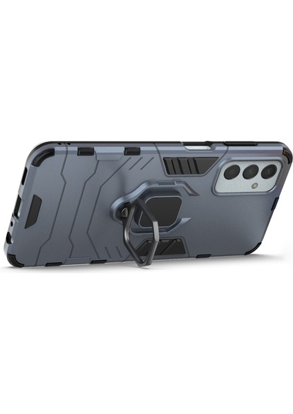 Samsung Galaxy M13 Için 4g Ring Tutucu Kickstand Hibrid Pc+Tpu Kapak Şok Geçirmez Akıllı Telefon Koruyucu Kılıf Vaka-Mavisi (Yurt Dışından)