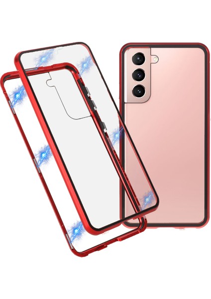 Metal Çerçeve Manyetik+Samsung Galaxy S21 4g/5g-Red Için Çift Taraflı Temperli Cam Kasa (Parmak Izi Işlevi Yok Ancak Yüz Tanıma Fonksiyonu Ile) (Yurt Dışından) fiyatları