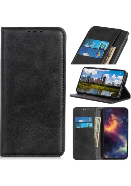 Samsung Galaxy A50/A30S-BLACK Için Otomatik Emilmiş Stand Cüzdan Bölünmüş Deri Telefon Koruma Çantası (Yurt Dışından)